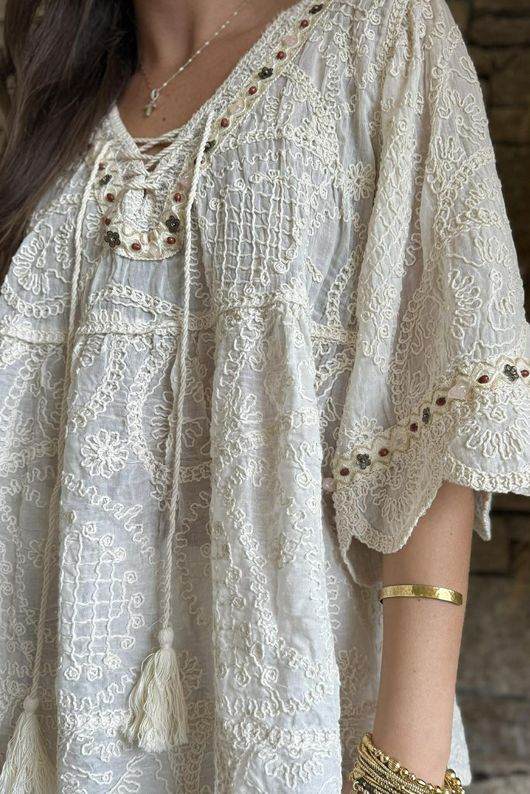 Sera Cotton Smock Vintage Cream